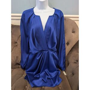 LIV FOSTER Women's Ruffled Satin Long Sleeve Dress Size 10 Minidress BNWT $275